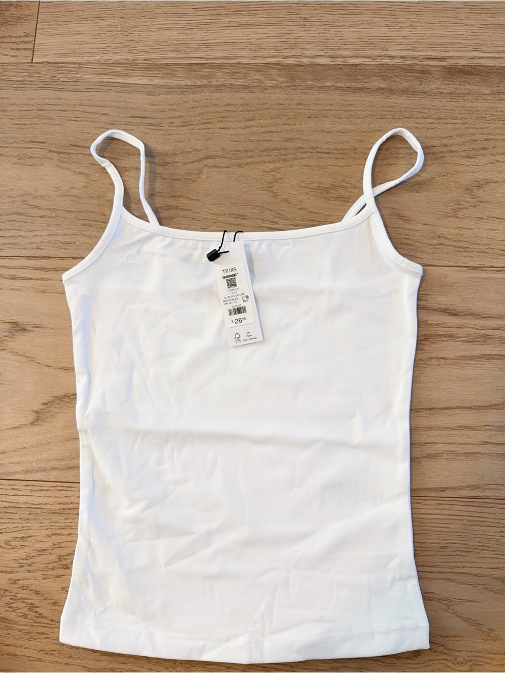 NWT 100092730 Garage sleek SCOOP CAMI bright white XS